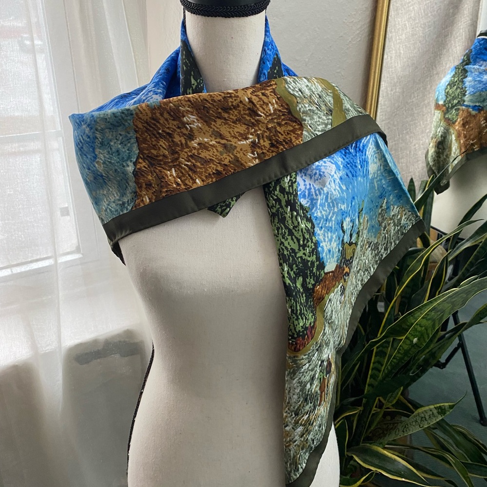 1970s Van Gogh inspired silk scarf